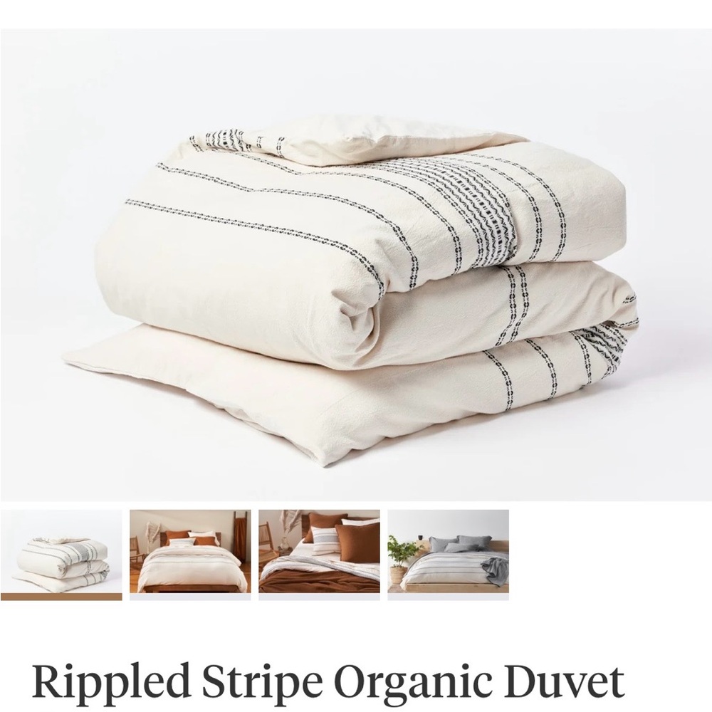 Coyuchi Rippled Stripe Duvet Cover & 2 Pillow Shams